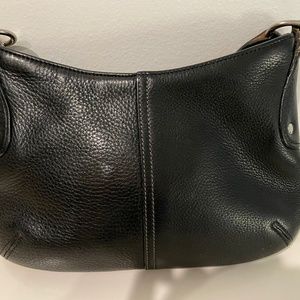 black leather coach mini bag